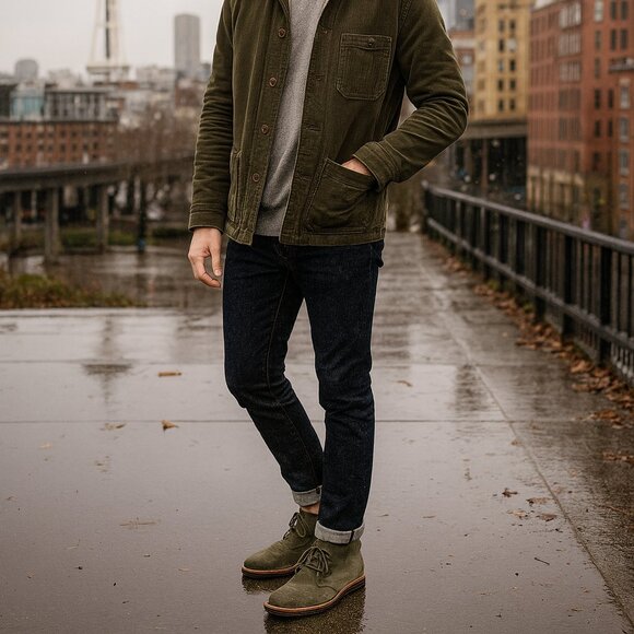 UGG Leighton Chukka Desert Boots Olive Green Waterproof Suede size 11.5 US - Picture 2 of 8